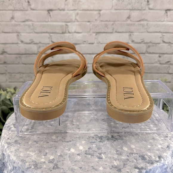 VICI Sugar Tan Interlock 2-Band Plush Cushioned Sandal Slides - WMS 7M🌞VGUC🌞 - Picture 5 of 8